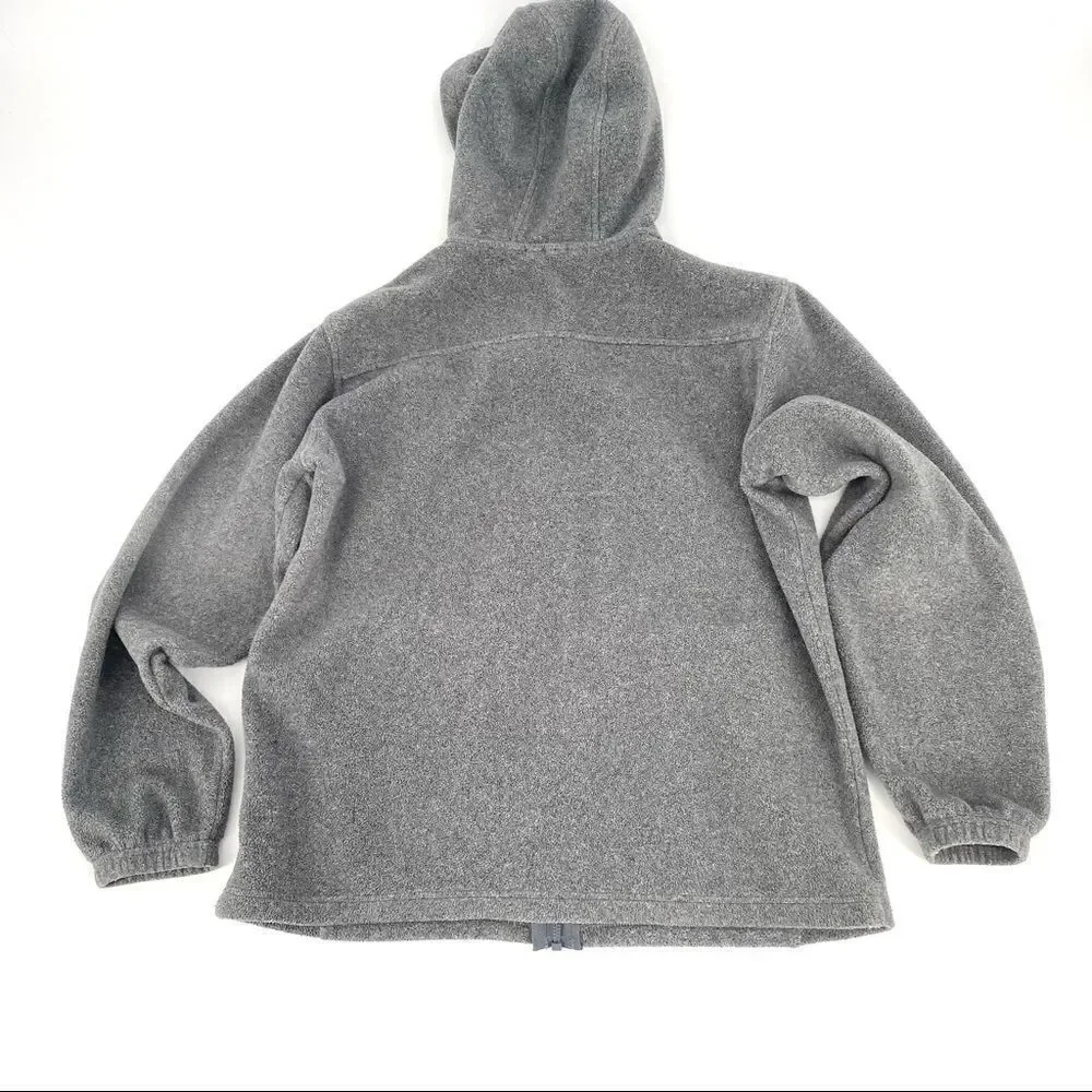 Lands’ End full zip fleece hooded full zip gray jacket boys girls‎  youth large